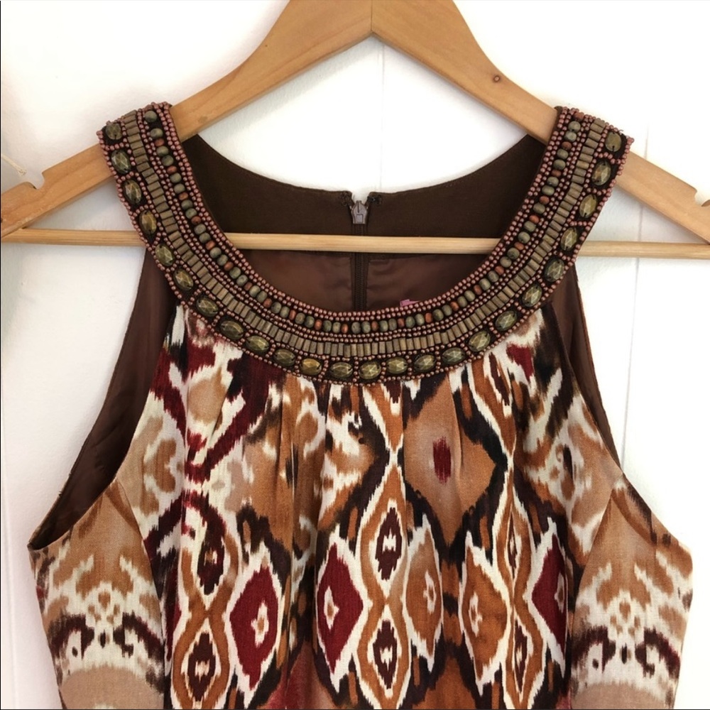 ELIZA J NEW YORK IKAT BEADED DRESS SZ 10 - Picture 4 of 12